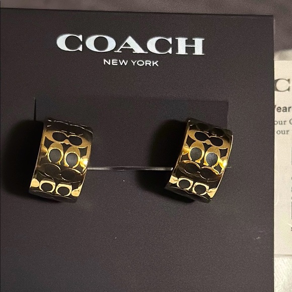 NWT Coach Gold and Black Signature Earrings. - Picture 1 of 4